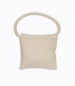 White pearl embroidered clutch