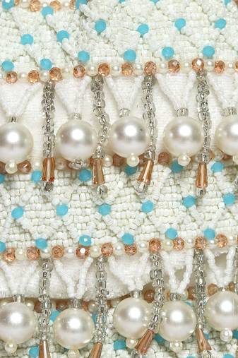 White pearl embroidered potli bag