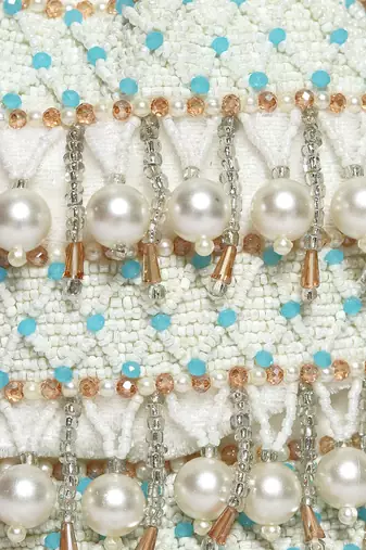 White pearl embroidered potli bag