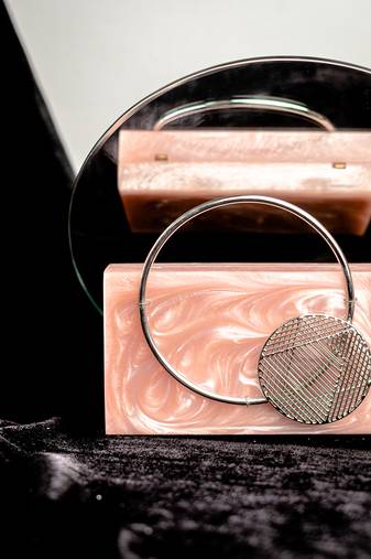 Baby pink Stone clutch