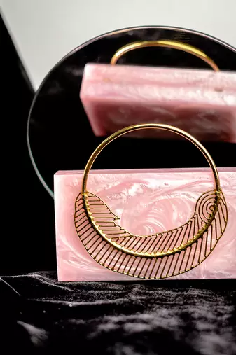 Baby pink Stone clutch