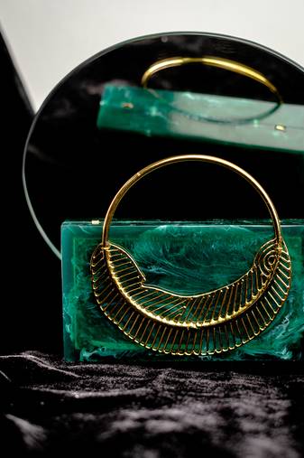 Dark green Stone clutch