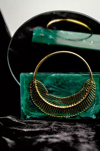 Dark green Stone clutch