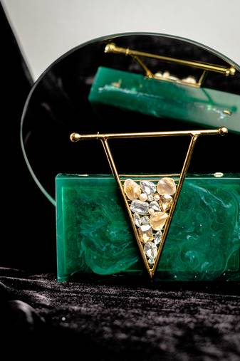 Dark green Stone clutch