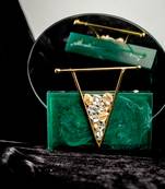 Dark green Stone clutch