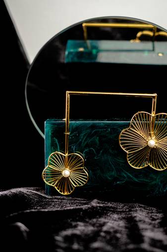 Dark green Stone clutch