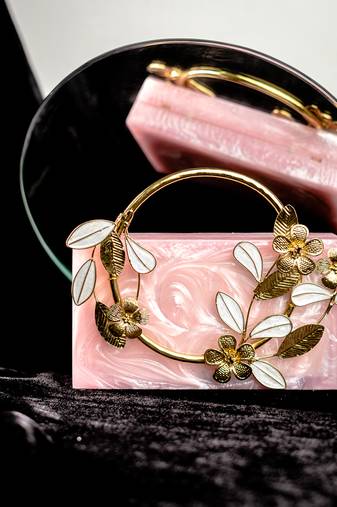 Baby pink Stone clutch