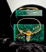 Dark green stone clutch