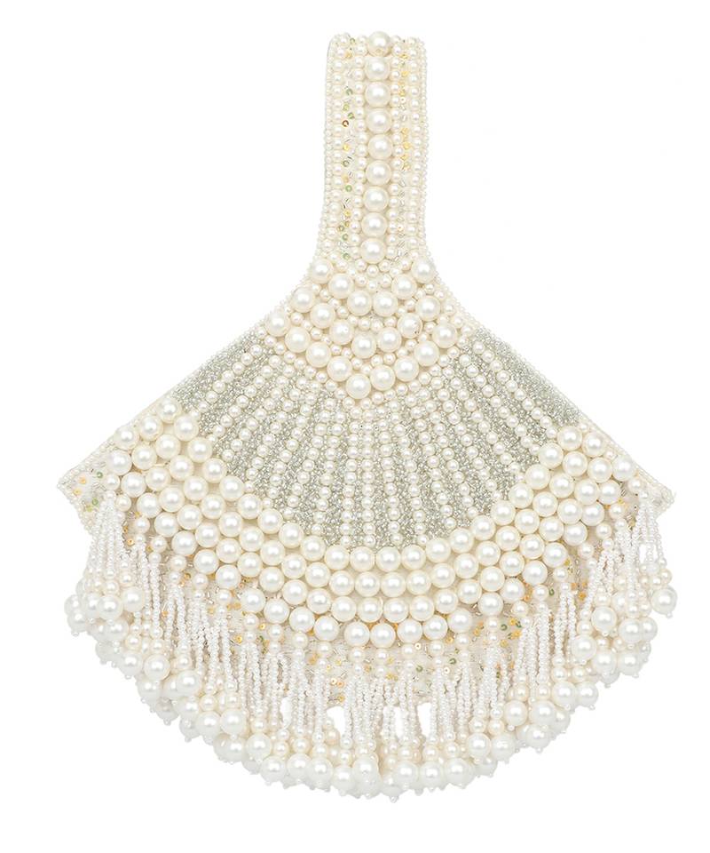 White embroidered pouch bag