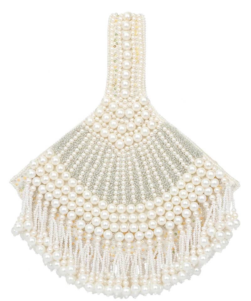 White embroidered pouch bag