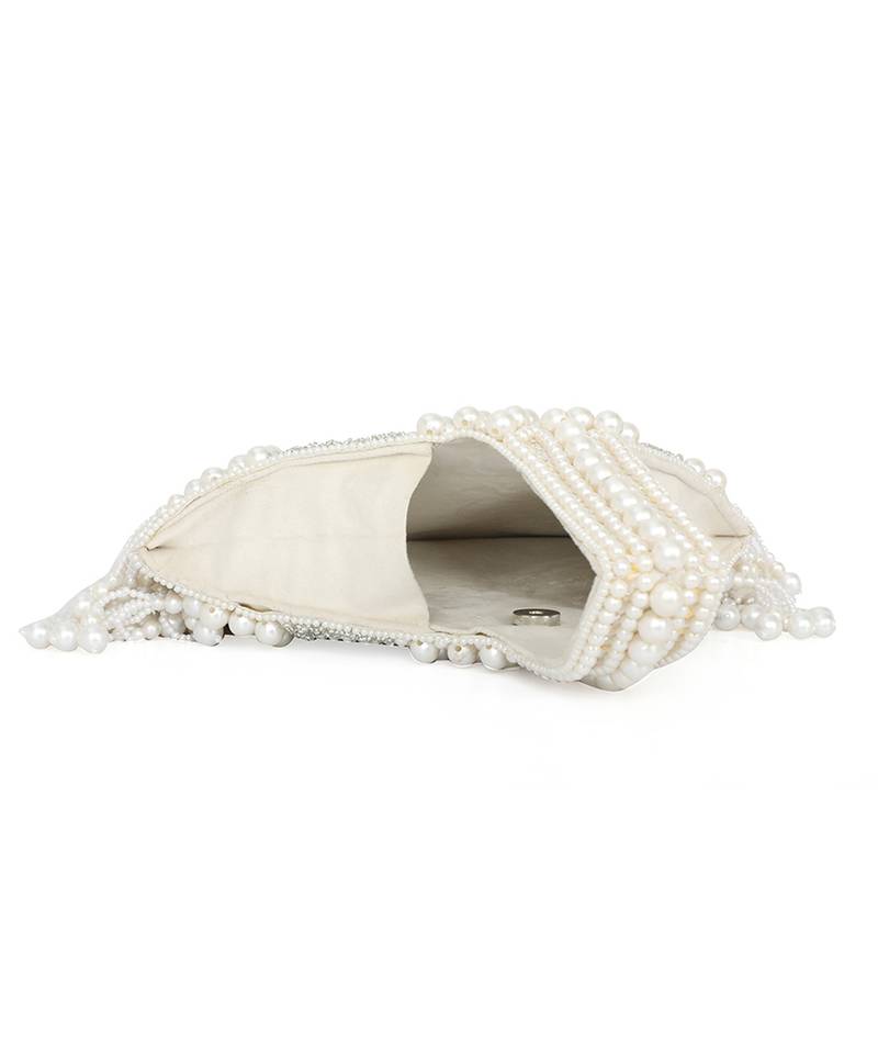 White embroidered pouch bag