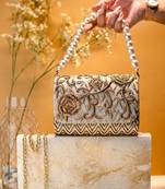 Gold floral embroidered clutch