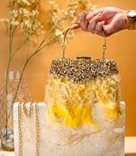 Gold stone embroidered clutch