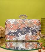Multicolor floral embroidered clutch