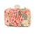 Pink floral embroidered clutch