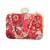 Red floral embroidered clutch