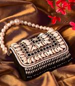 Black beads embroidered clutch