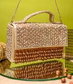 Gold beads embroidered clutch