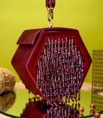 Maroon embroidered clutch