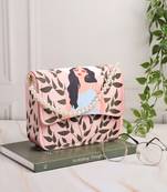 Pink floral printed clutch