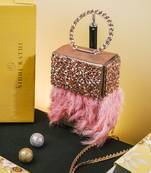 Pink beads embroidered clutch