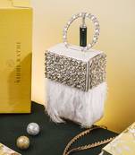 White beads embroidered clutch