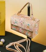 White floral embroidered clutch