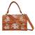 Tan floral embroidered clutch