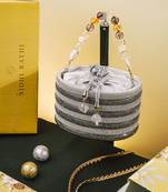 Silver embroidered potli bag