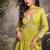 party wear parrot green viscous silk anarkali suit for women