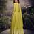 party wear parrot green viscous silk anarkali suit for women