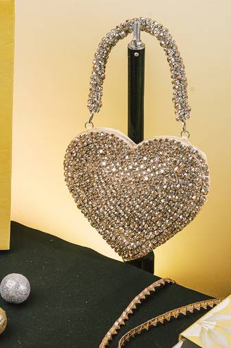 Gold sequin embroidered hand bag