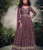 party wear wine viscous silk anarkali suit for women