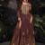 party wear brown viscous silk anarkali suit for women