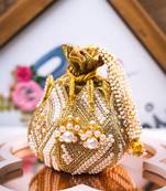 White pearl embroidered potli bag