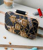 Black sequin embroidered clutch
