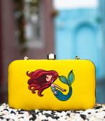 Yellow printed clutch