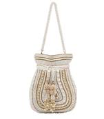 White pearl embroidered potli bag