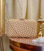 Gold beads embroidered clutch
