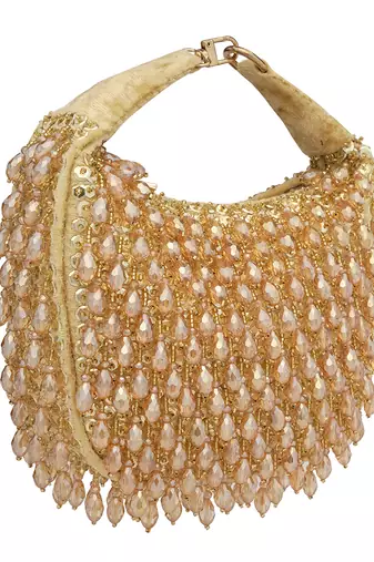 Gold beads embroidered clutch