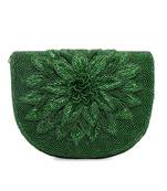Green embroidered clutch