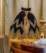 Black floral embroidered potli bag
