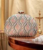 Blue floral printed clutch