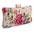 Pink floral embroidered clutch