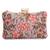 Pink floral embroidered clutch