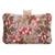 Pink floral embroidered clutch