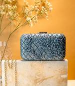 Grey floral embroidered clutch