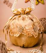 Gold floral embroidered potli bag