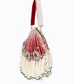 Red pearl embroidered potli bag