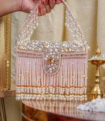 White pearl embroidered clutch